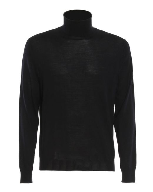 Drumohr Black 140's Merino Superfine Wool Top for men