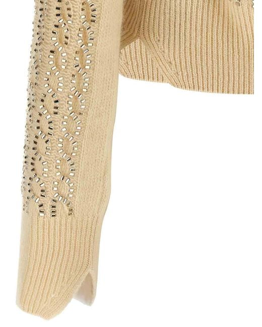 Ermanno Scervino White Baguette Studded Sweater