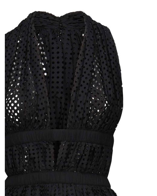 Alaïa Black Perforated Poplin Mini Dress