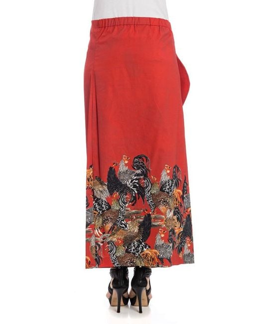 Stella Jean Red Limpida Skirt