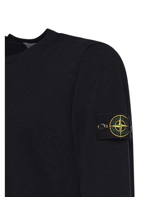 Stone Island Blue Cotton And Nylon Sweater With Logo for men