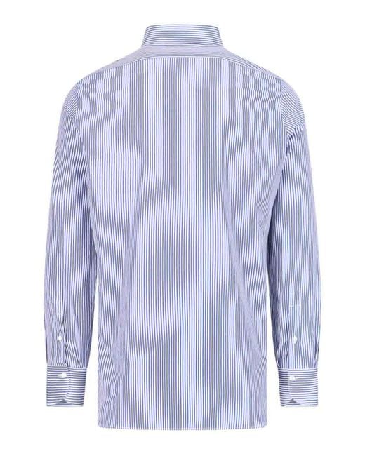 Finamore 1925 Blue Striped Shirt for men
