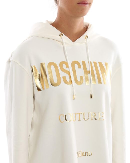 Moschino White Tone Couture Print Hoodie