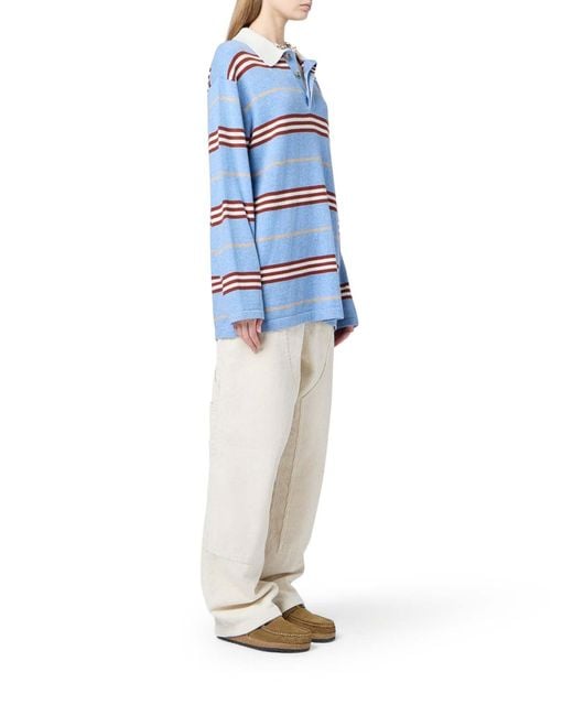 Guest In Residence Blue Striped Polo for men