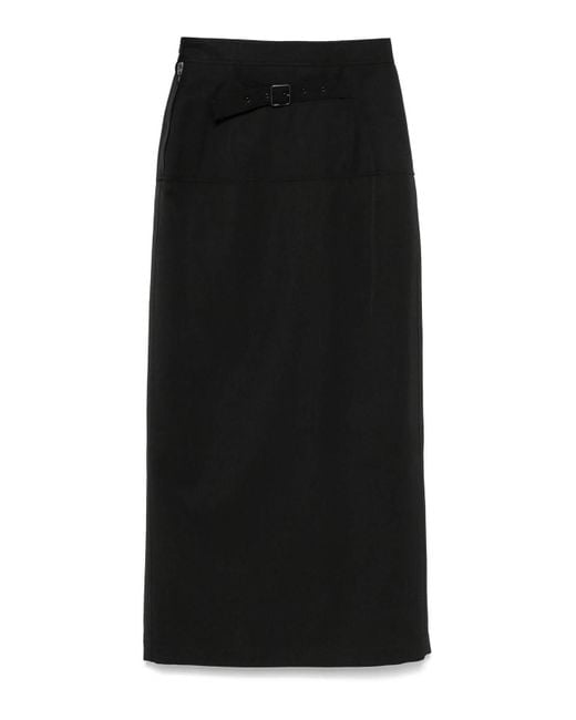 Lemaire Black Slited Midi Skirt