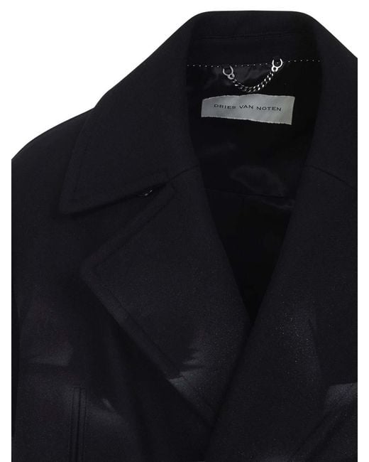 Dries Van Noten Black Racos Long Coat for men