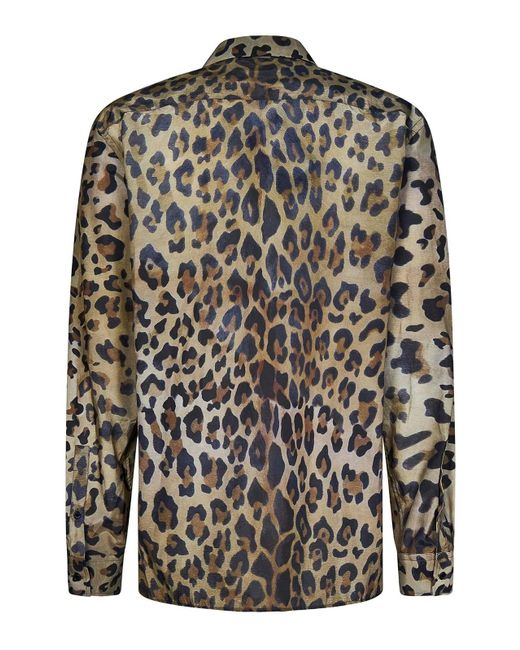 Balmain Gray Leopard Printed Shirt for men