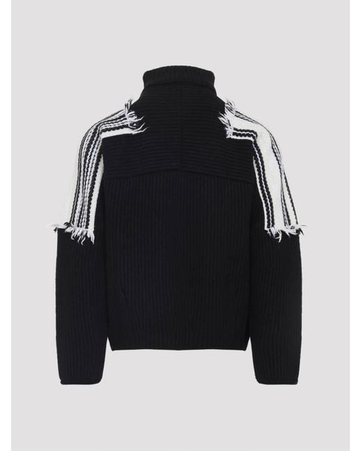 Mordecai Black Jacquard Stripe Turtle Neck for men