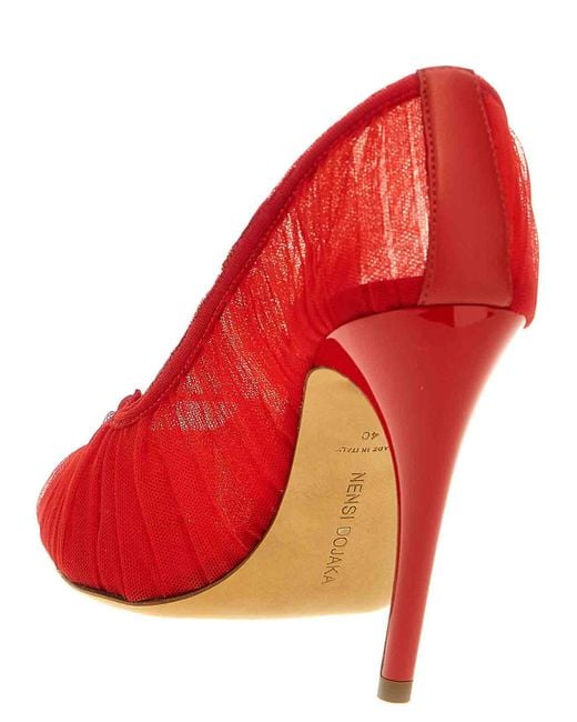 Nensi Dojaka Red Tulle Pumps