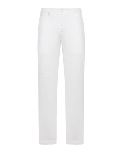 Transit White Regular-Fit Linen Trousers for men