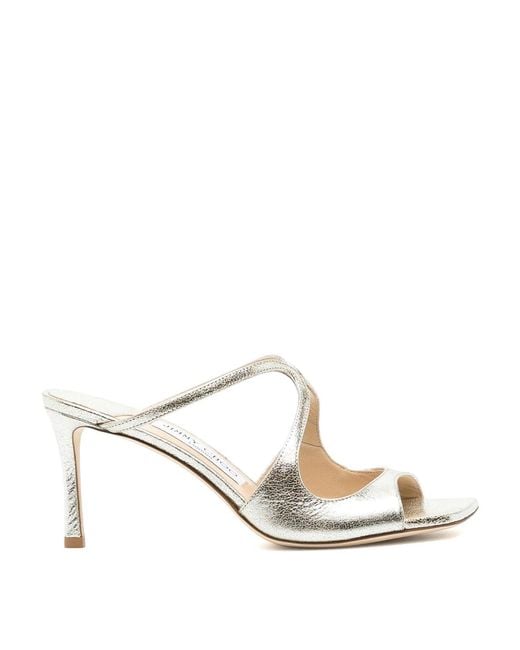 Jimmy Choo Metallic Champagne Laminated Leather Clogs