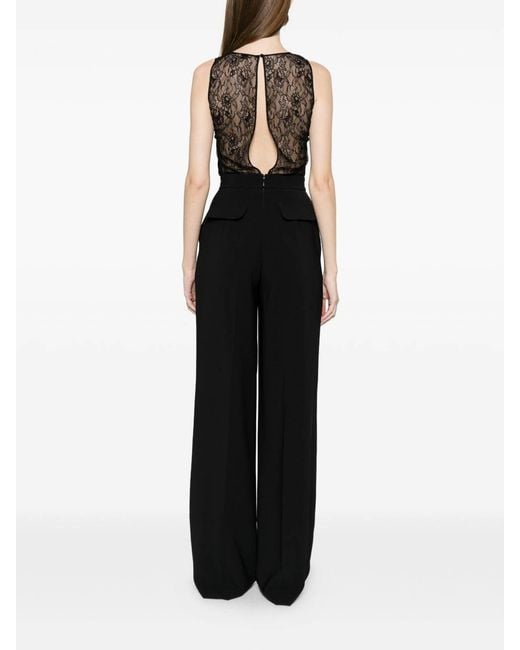 Elisabetta Franchi Black Crpe Jumpsuit With Embroidery