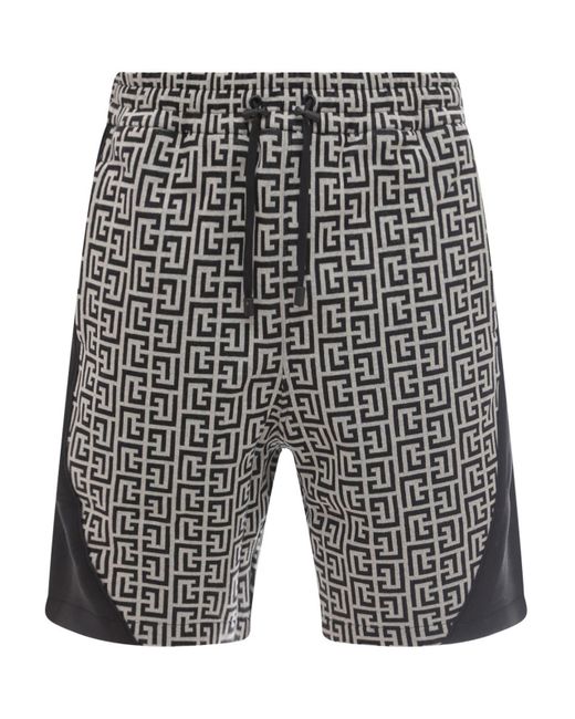 Balmain Gray Cotton Bermuda Shorts for men