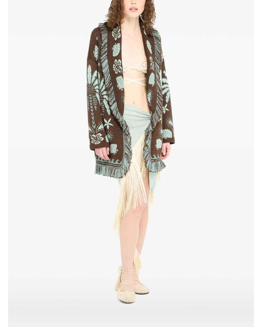 Alanui Gray Echoes Of The Island Wool And Cotton Cardigan