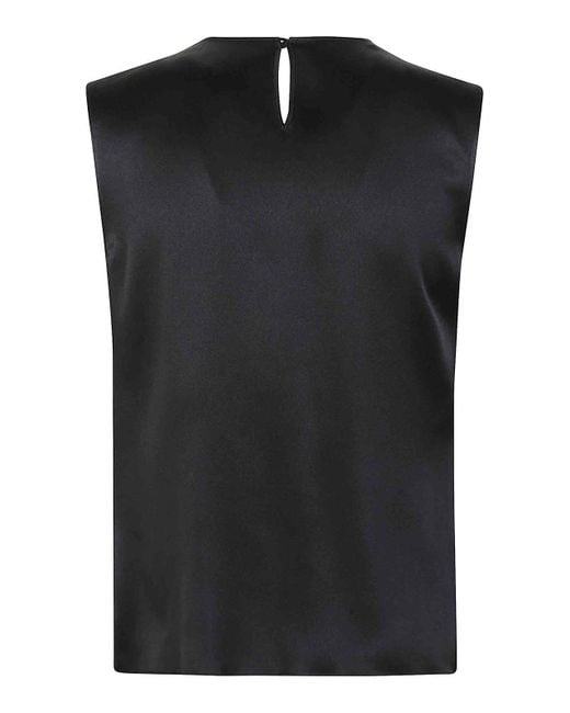Alberta Ferretti Black Draped Acetate Top With Keyhole Back Closure