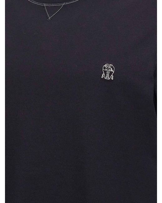 Brunello Cucinelli Blue Layered T-Shirt for men
