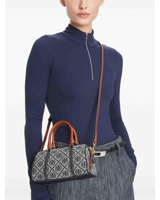 Tory Burch Blue T Monogram Baller Bag