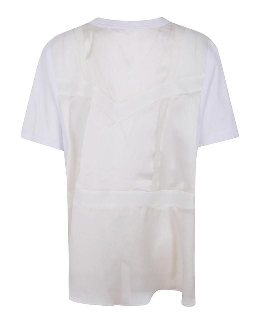 Sacai White Nylon Twill Mix Cotton T-Shirt