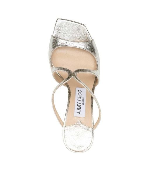 Jimmy Choo Metallic Champagne Laminated Leather Clogs