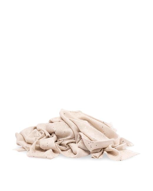 Brunello Cucinelli Pink Cashmere And Silk 'Diamond' Yarn Scarf