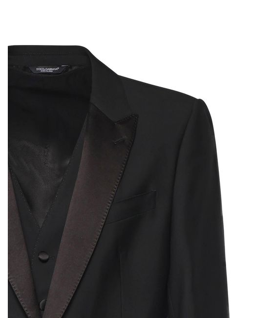 Dolce & Gabbana Black Three-Piece Tuxedo Suit for men