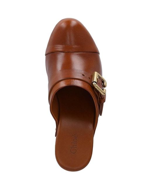 Chloé Brown Jeannette Wedge Clogs