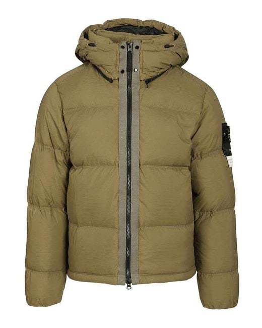 Stone Island Green Down Jacket for men