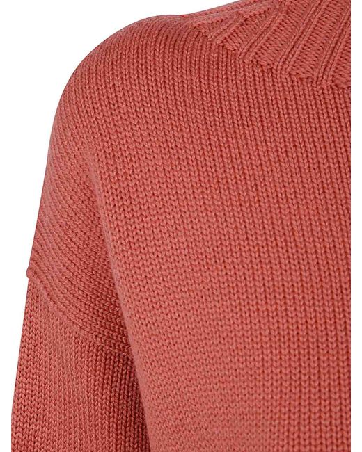 Drumohr Pink Long Sleeves Crew Neck Oversized Sweater