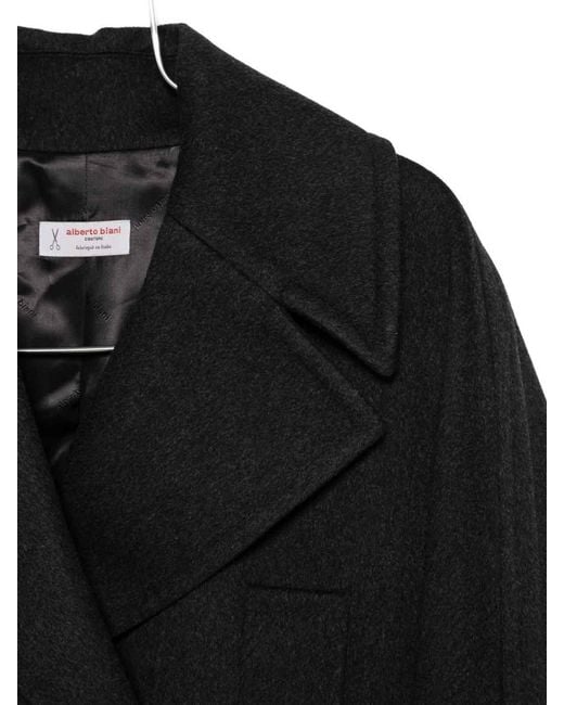 Alberto Biani Black Wool Double-Breasted Coat
