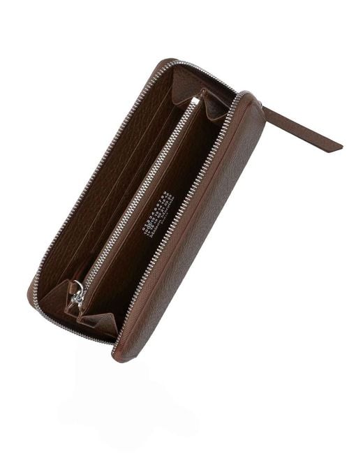 Maison Margiela Brown Four Stitches Zip Wallet