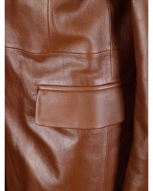 Desa Nineteenseventytwo Brown Leather Redingote Coat