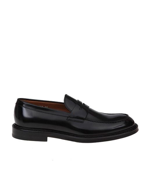 Doucal's Black Doucals Leather Moccasin for men