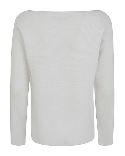 Liviana Conti White Long Sleeves Asymmetric Sweater