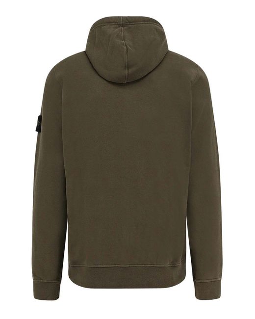 Stone Island Green Organic Cotton Sweatshirt With Hood for men