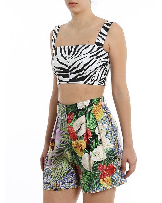 Dolce & Gabbana Black Zebra-Striped Cropped Top