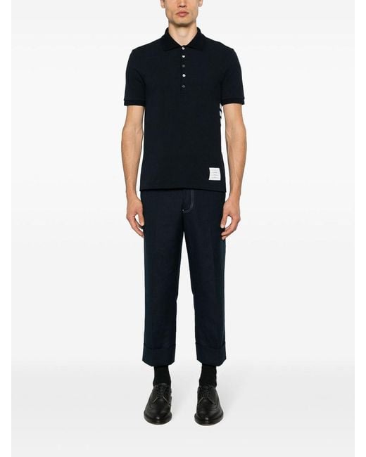 Thom Browne Black Cotton Polo Shirt for men