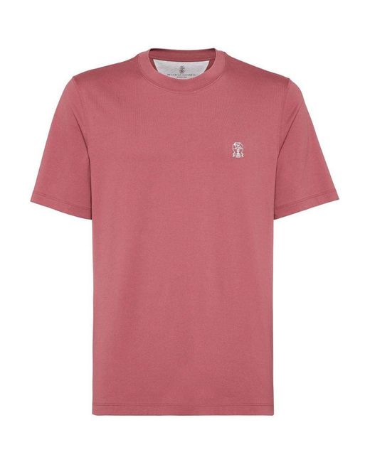 Brunello Cucinelli Pink T-shirt With Logo for men