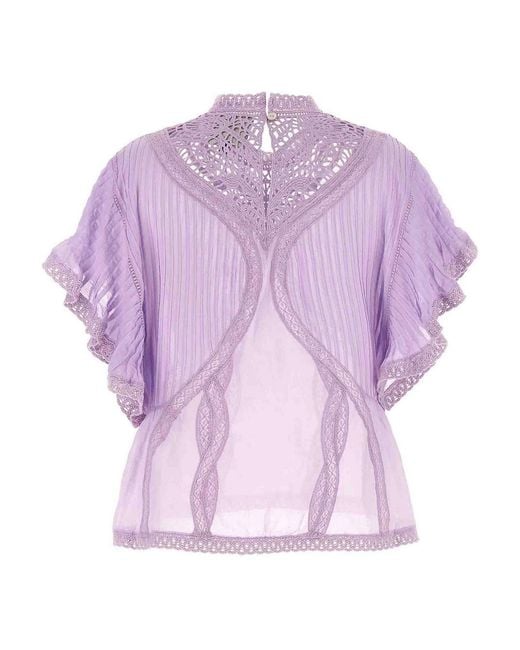 Farm Rio Purple Openwork Detail Blouse