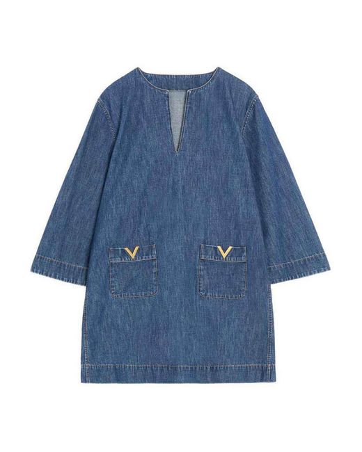 Valentino Garavani Blue Vlogo Signature Denim Short Dress