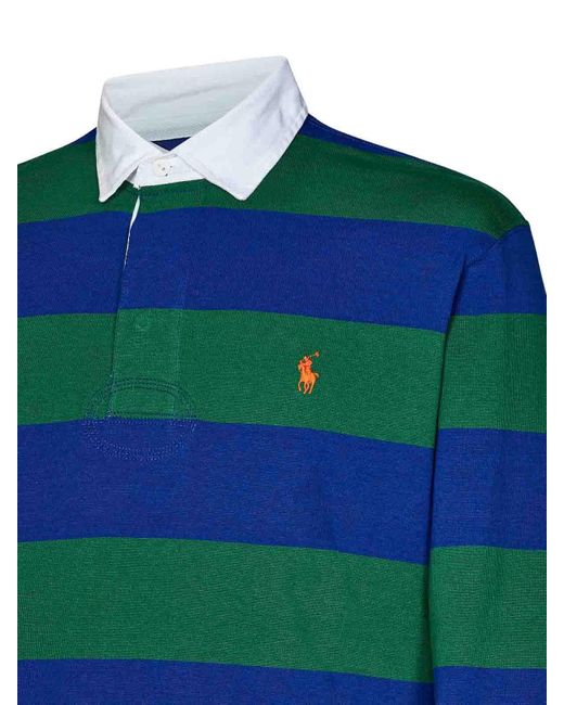 Polo Ralph Lauren Blue Long-Sleeved Rugby Polo Shirt for men