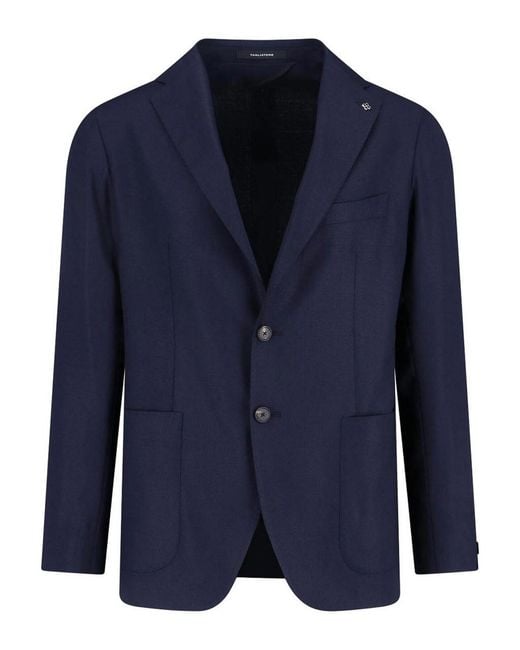 Tagliatore Blue Single-Breasted Virgin Wool Blazer for men