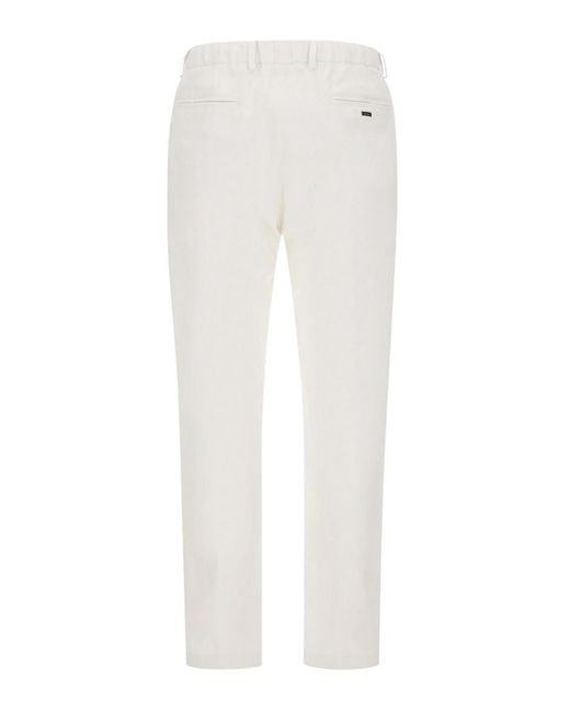Herno White Stretch Twill Trousers for men