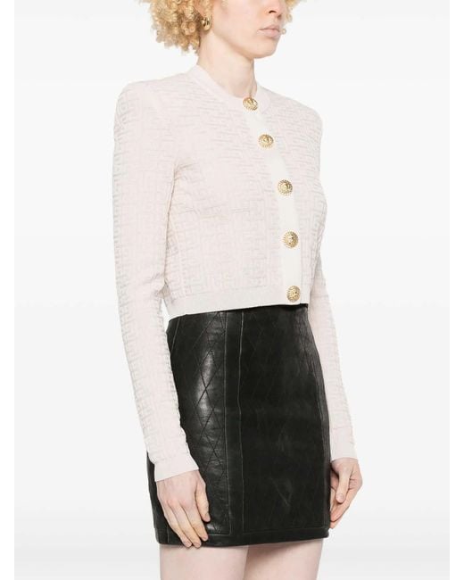 Balmain White Pb Labyrinth Knit Cardigan