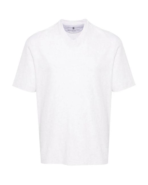 Brunello Cucinelli White V-neck T-shirt for men