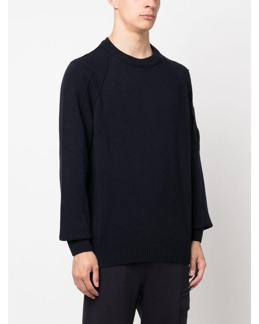 C P Company Blue Wool Crewneck Jumper for men