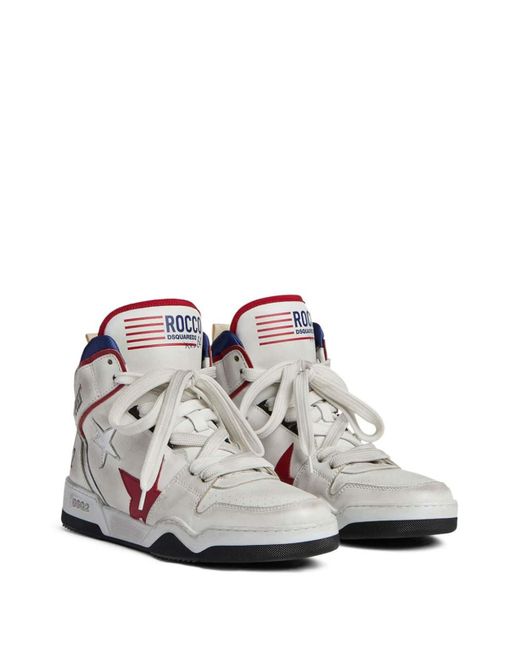 DSquared² White Logo-print High-top Sneakers for men