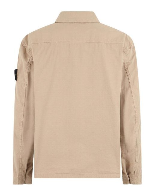 Stone Island Natural Shirt With Zip And Pockets for men
