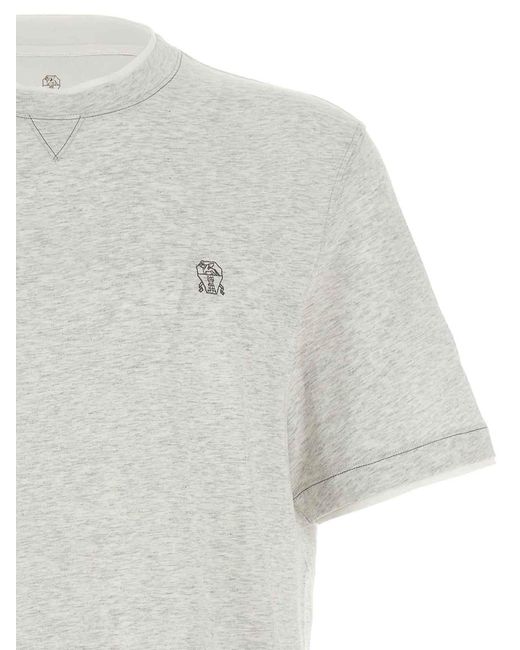 Brunello Cucinelli White Layered T-Shirt for men