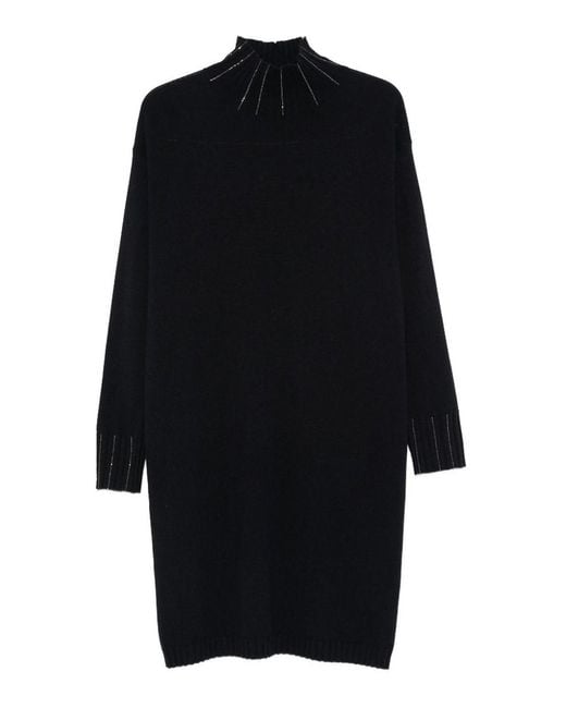 Fabiana Filippi Black Bead-Embellished Midi Dress