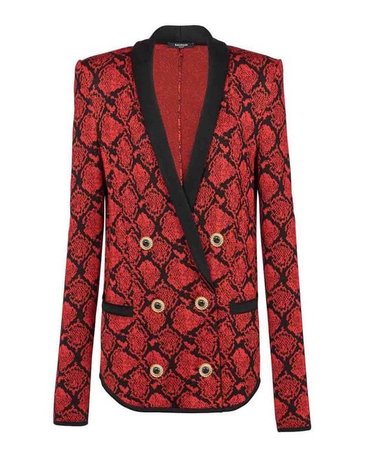 Balmain Red Fitted Collection Jacket